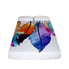 Watercolor Feathers Fitted Sheet (full/ Double Size)