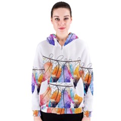 Watercolor Feathers Women s Zipper Hoodie by LimeGreenFlamingo