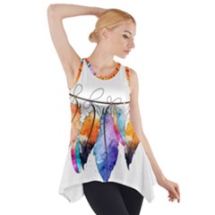 Watercolor Feathers Side Drop Tank Tunic