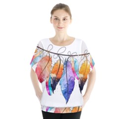 Watercolor Feathers Blouse