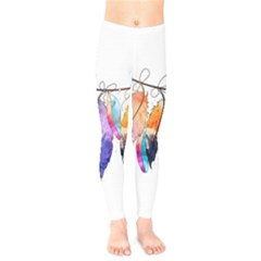 Watercolor Feathers Kids  Leggings 