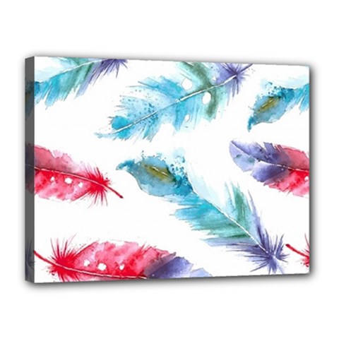 Watercolor Feather Background Canvas 16  X 12  by LimeGreenFlamingo