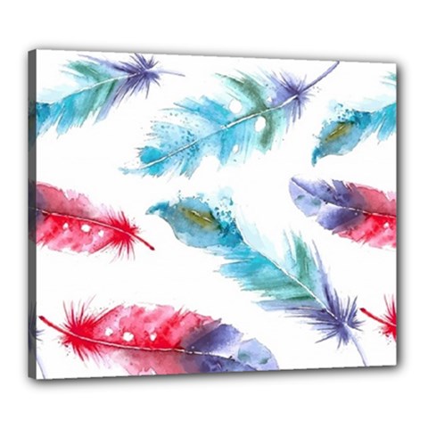 Watercolor Feather Background Canvas 24  X 20  by LimeGreenFlamingo