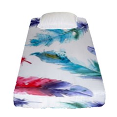 Watercolor Feather Background Fitted Sheet (single Size) by LimeGreenFlamingo