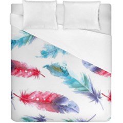 Watercolor Feather Background Duvet Cover (california King Size) by LimeGreenFlamingo