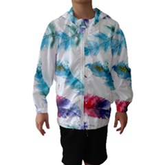 Watercolor Feather Background Hooded Wind Breaker (kids) by LimeGreenFlamingo