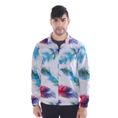 Watercolor Feather Background Wind Breaker (men) by LimeGreenFlamingo