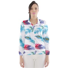 Watercolor Feather Background Wind Breaker (women) by LimeGreenFlamingo