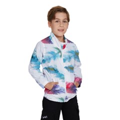 Watercolor Feather Background Wind Breaker (kids) by LimeGreenFlamingo