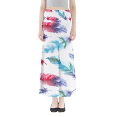 Watercolor Feather Background Full Length Maxi Skirt by LimeGreenFlamingo