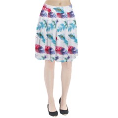 Watercolor Feather Background Pleated Skirt by LimeGreenFlamingo