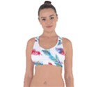 Watercolor Feather Background Cross String Back Sports Bra View1