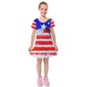 Watercolor Flag Kids  Short Sleeve Velvet Dress View1