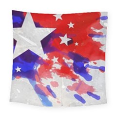 Stars Red Blue Watercolor Square Tapestry (large) by LimeGreenFlamingo