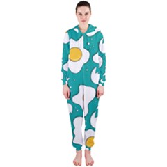 Fried Eggs Pattern Design  Hooded Jumpsuit (ladies)  by LimeGreenFlamingo