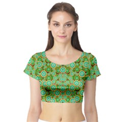 Flowers In Mind In Happy Soft Summer Time Short Sleeve Crop Top (tight Fit) by pepitasart