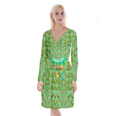 Flowers In Mind In Happy Soft Summer Time Long Sleeve Velvet Front Wrap Dress by pepitasart