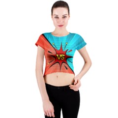 Comic Book Vs With Colorful Comic Speech Bubbles  Crew Neck Crop Top by LimeGreenFlamingo