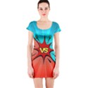 Comic Book VS with Colorful Comic Speech Bubbles  Short Sleeve Bodycon Dress View1