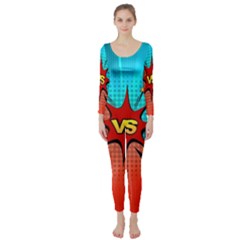 Comic Book Vs With Colorful Comic Speech Bubbles  Long Sleeve Catsuit by LimeGreenFlamingo