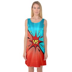 Comic Book Vs With Colorful Comic Speech Bubbles  Sleeveless Satin Nightdress by LimeGreenFlamingo