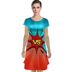 Comic Book Vs With Colorful Comic Speech Bubbles  Cap Sleeve Nightdress by LimeGreenFlamingo