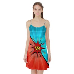 Comic Book Vs With Colorful Comic Speech Bubbles  Satin Night Slip by LimeGreenFlamingo