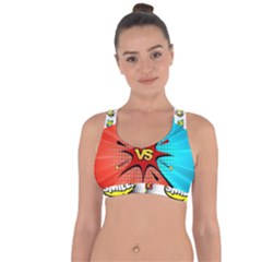 Comic Book Vs With Colorful Comic Speech Bubbles  Cross String Back Sports Bra