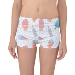 Hand Drawn Ice Creams Pattern In Pastel Colorswith Pink Watercolor Texture  Boyleg Bikini Bottoms by LimeGreenFlamingo