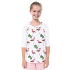 Flamingosandleaves Kids  Quarter Sleeve Raglan Tee