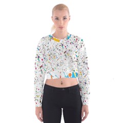 Colored Stains Pattern With Abstract Paint Splats  Cropped Sweatshirt by LimeGreenFlamingo