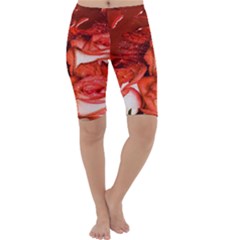 Nice Rose With Water Cropped Leggings  by BangZart