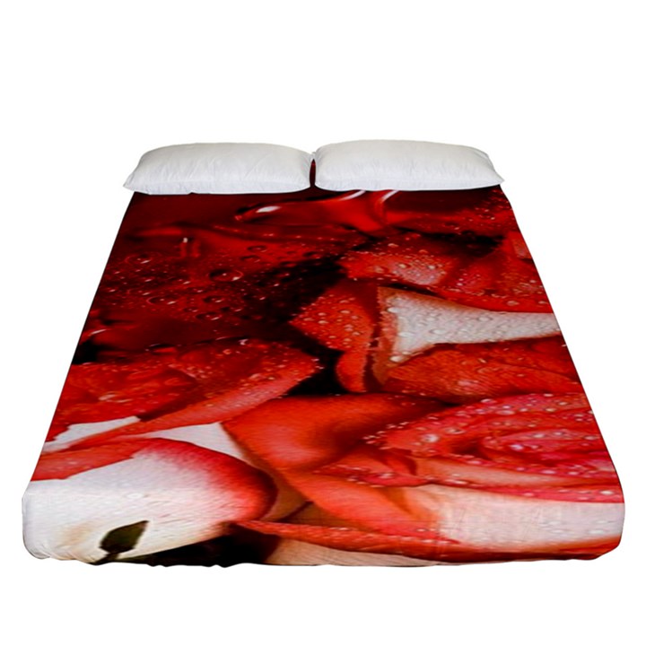 Nice Rose With Water Fitted Sheet (King Size)