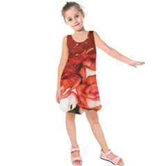 Nice Rose With Water Kids  Sleeveless Dress by BangZart