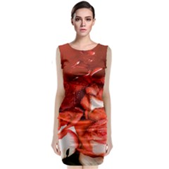 Nice Rose With Water Sleeveless Velvet Midi Dress by BangZart