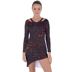 Volcanic Textures Asymmetric Cut-out Shift Dress