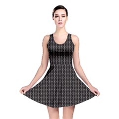 Dark Black Mesh Patterns Reversible Skater Dress by BangZart