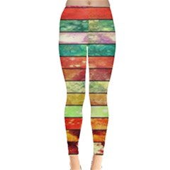 Stripes Color Oil Leggings  by BangZart