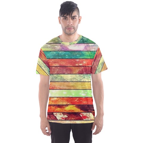 Stripes Color Oil Men s Sports Mesh Tee by BangZart