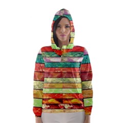 Stripes Color Oil Hooded Wind Breaker (women) by BangZart