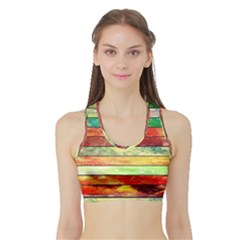 Stripes Color Oil Sports Bra With Border by BangZart