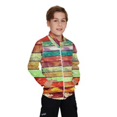 Stripes Color Oil Wind Breaker (kids) by BangZart