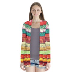 Stripes Color Oil Drape Collar Cardigan by BangZart