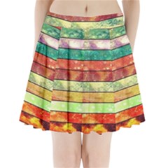 Stripes Color Oil Pleated Mini Skirt by BangZart