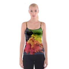 Green Yellow Red Maple Leaf Spaghetti Strap Top by BangZart