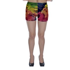 Green Yellow Red Maple Leaf Skinny Shorts by BangZart