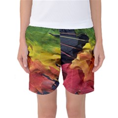 Green Yellow Red Maple Leaf Women s Basketball Shorts by BangZart