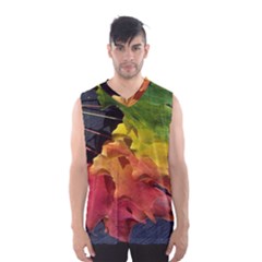 Green Yellow Red Maple Leaf Men s Basketball Tank Top by BangZart