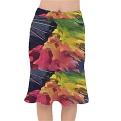 Green Yellow Red Maple Leaf Mermaid Skirt by BangZart