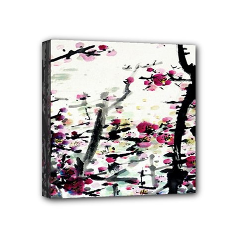 Pink Flower Ink Painting Art Mini Canvas 4  X 4  by BangZart